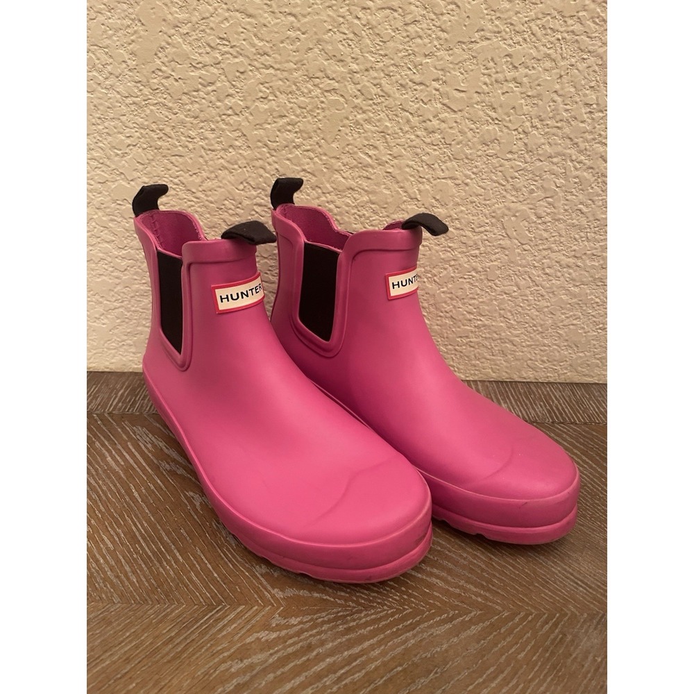 Hunter Chelsea Girls Wellingtons Lipstick Pink Rubber Boots Size 2